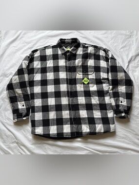 Palace Hardware Quilt MIT Shirt Jacket in Black & White Plaid, size L